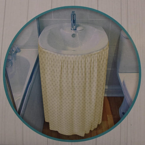 Diamond Stitch Fabric Bathroom Sink Skirt Utility Sink Waterproof Fits Standard Size Sinks Adds Bathroom Storage (Beige) Large...