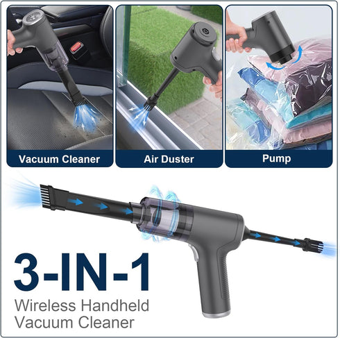 Small Car Vacuum Cordless, Mini Handheld Vacuum 6000PA Suction,3 in 1 Portable Vacuum Cleaner & Air Duster & Pump,Mini Car Vacuum Cleaner Recharge...