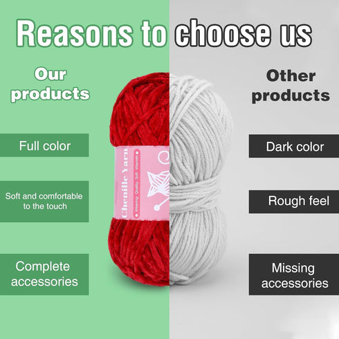 Chenille Velvet Yarn, Yarn for Crocheting Knitting with Big Eye Needles, Handcrafts Weaving Soft Chenille Yarn for Making Blankets, Clothes, Patte...