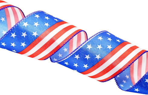 Morex Ribbon Stars and Stripes Wired Satin Ribbon Spool, 2-1/2-Inch by 3-Yard, Red/White/Blue...
