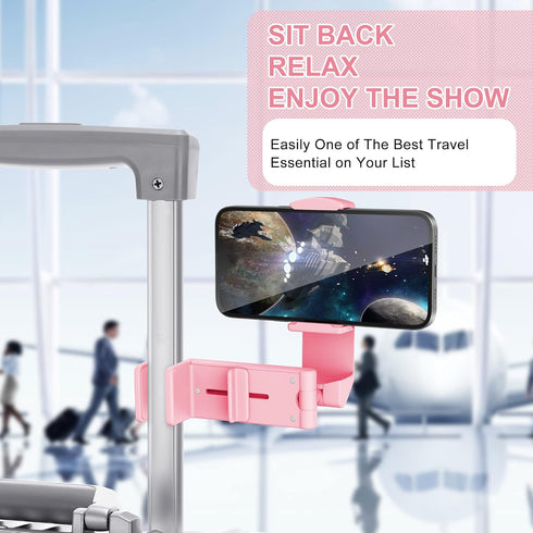 Perilogics Airplane Phone Holder Mount Universal in Flight Hands Free Viewing with Multi-Directional Dual 360 Degree Rotation (Black/Pink)...