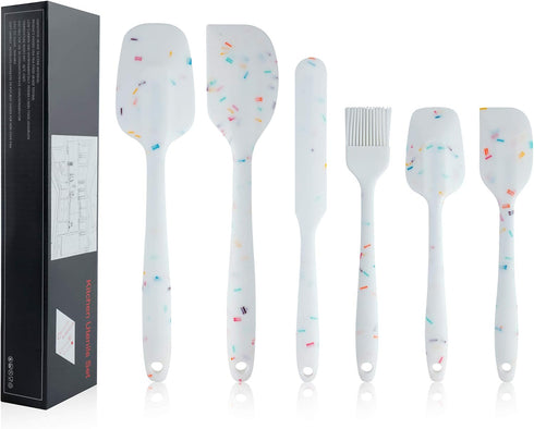 Silicone Spatula Set 6 Piece Heat Resistant Rubber Spatulas Set for Baking Cooking and Mixing Kitchen Utensils Seamless One Piece Spatula with Sta...
