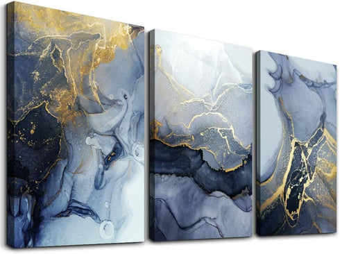 DZRWUBHS Abstract Wall Decor for Living Room Bedroom Wall Art Abstract Ink Wall Painting Wall Artworks Hang Pictures for Office Decoration 3 Panel...