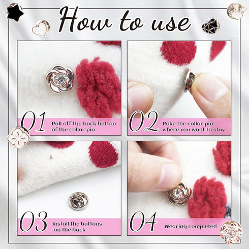 Women Shirt Brooch Buttons, LEEFONE 30 PCS Mini Cover up Button Pins, Cute Enamel Lapel Pin Set, Cardigan Collar Safety Brooch Buttons for Women C...