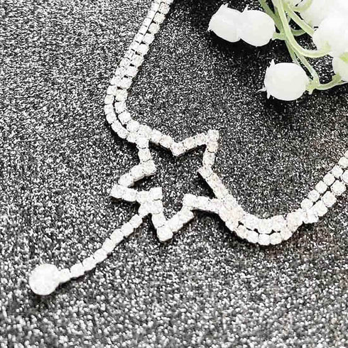 Blistar Boho Star Tassel Anklets Silver Crystal Ankle Bracelet Charm Summer Beach Glitter Rhinestone Anklet Bohemia Dainty Foot Jewelry Chain for ...