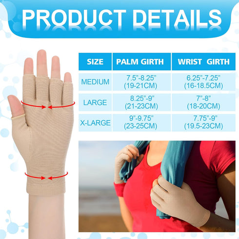 Woanger 2 Pairs Seamless Lymphedema Compression Gloves 20-30 mmHg Fingerless Compression Gloves...