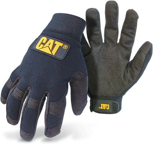 Cat® CAT012212L Spandex Back Utility Gloves – Black, Large, Water-Resistant Clarino Palm Gloves with Adjustable Wrists...