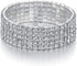 Harlorki Women Lady's 5 Rows Shiny Rhinestone Elastic Stretch Bracelet Sparkling Bridal Bangle Wrist Band Fashion Jewelry...