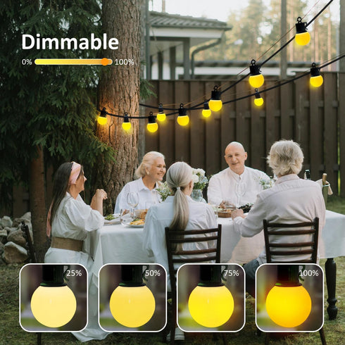 Outdoor String Lights, Outdoor Smart Patio Light, 30FT Color Changing String Lights with 15 Shatterproof LED Bulbs without a Controller, Extendabl...