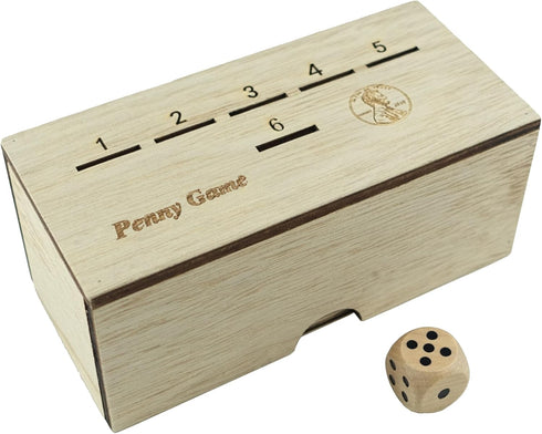 Penny Game - Dice Games for Families with Pennies for 2-6 Players, Penny Game Wood Box...