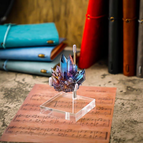 4 Pcs Adjustable Metal Arm Display Stand Easel with Acrylic Base Rock Display Easel Holder Acrylic Easel Crystal Display Stand Clear Plate Stand f...