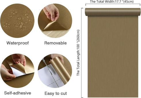 Stainless Steel Contact Paper for Countertop Waterproof Heat Resistant Brushed Metallic Peel and Stick Wallpaper Self Adhesive Wallpaper for Appli...