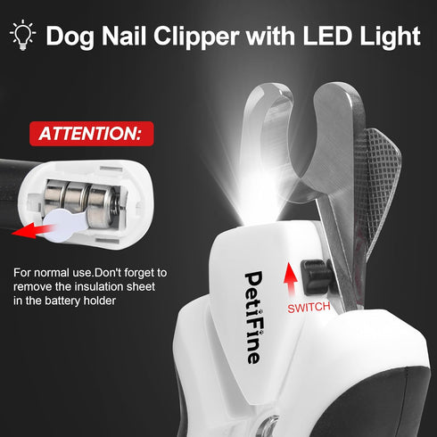 PetiFine LED Dog Nail Clippers with Light, Dog Nail Trimmer with Safety Guard & Nail File, Razor Sharp Blades, Dog Nail Trimmer/Clipper for Large ...