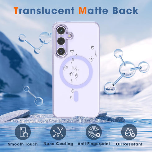 MILPROX Magnetic Case for Samsung Galaxy S24, ?Free Screen Protector? ?Compatible with MagSafe? Metal Frame Lens & Button Translucent Matte Back? ...