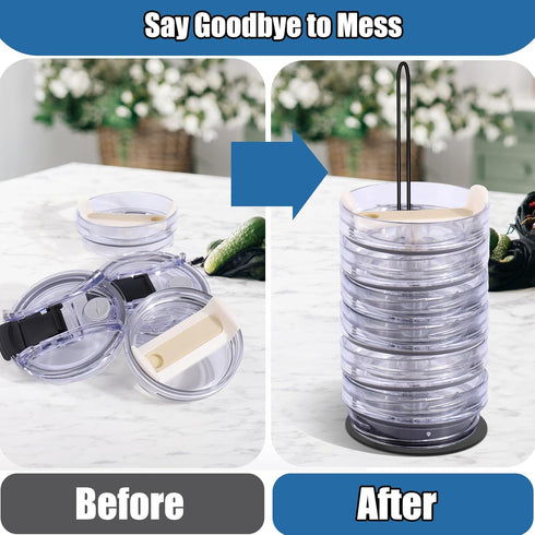 Tumbler Lid Organizer,2 Pack Cup Lid Organizer for Kitchen Cabinets Stacking,Water Bottle Lid Holder for YETI/Stanley/Simple Modern Mug Cup Access...