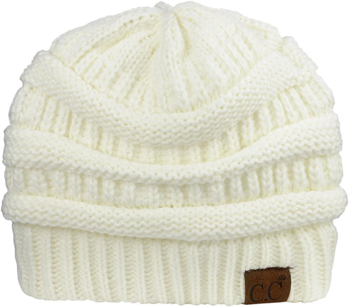 C.C Unisex Chunky Soft Stretch Cable Knit Warm Fuzzy Lined Skully Beanie...