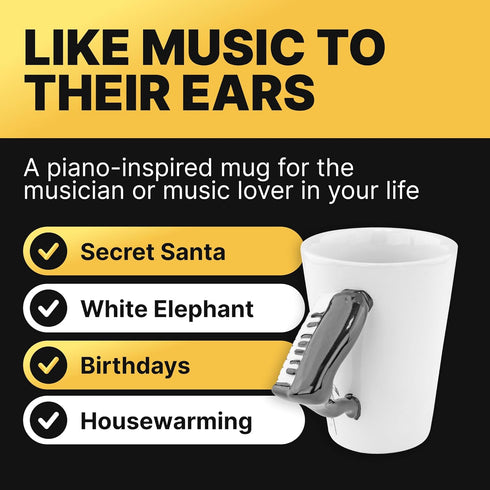 Fairly Odd Novelties Ceramic Black & White Piano Coffee Musician Mug, One Size, White, FON-10216...