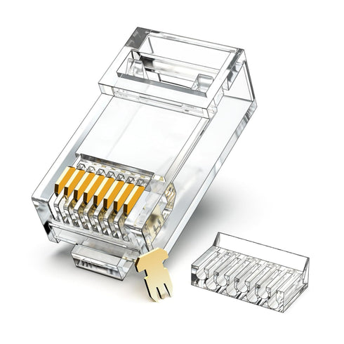 Cat6 RJ45 Connectors, Cat 6 2-Piece RJ45 Ends, UTP 8P8C Ethernet Connector Plug for Cat6 Cat5e Cable 100pcs...