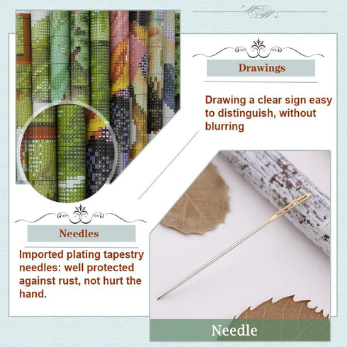 11CT Stamped Cross Stitch Kits,Sewing Pattern for Girls Cactuses Cross-Stitch Sets Embroidery Kit Needlework Easy...