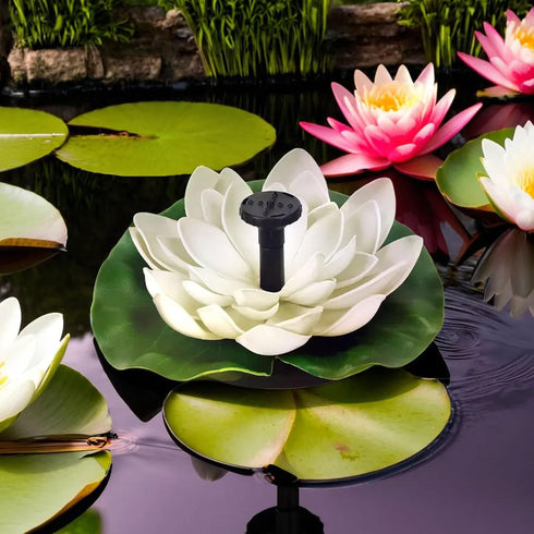 Solar Fountain Pump, Floating Water Lily Bird Bath Fountain with 6 Nozzles for Garden Patio Outdoor Pool Hummingbird Bath and Fish Pond Decor...