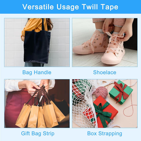 uxcell 50 Yards Cotton Twill Tape, 1-inch Herringbone Webbing Ribbon Bias Binding Tapes for Clothes Sewing, DIY Crafting (Blue)...