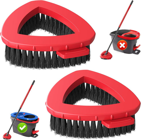 2 Pack Spin Mop Scrub Brush Head Replacement for RinseClean 2-Tank System, Hard Bristle Scrubber Brush for Floor Cleaning Accessories (Not Fit for...