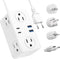 European Travel Plug Adapter, EU/UK/US Travel Plug Adapter Power Strip, 6 AC Outlets, 4 USB Ports (2 USB C), 3ft Wrapped Around Extension Cord, Co...