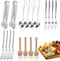 18 Pieces Charcuterie Board Accessories Stainless Steel Cheese Butter Spreader Knives Set Include Mini Serving Tongs, Knives, Spoons, Forks, Honey...
