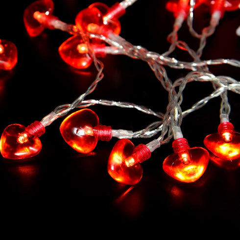 Yolyoo 14.7 ft 40 LEDs Heart Shaped String Lights for Valentines Day,Wedding,Mother's Day,Christmas,Party Favors,Pink White Red Heart Shaped Light...