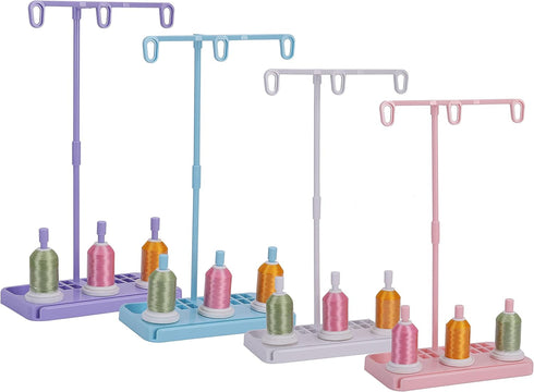 HONEYSEW Light Weight Thread Stand - 3 Spools Holder for Domestic (Home-Base) Embroidery and Sewing Machines - Four Colors for Choices (Blue)...