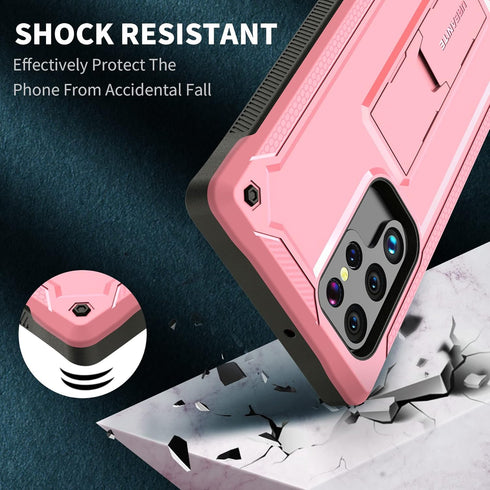 URBANITE Case for Samsung Galaxy S22 Ultra 5G, Military Grade Heavy Duty Shockproof Protective Cover, Built-in Kickstand (Pink)...