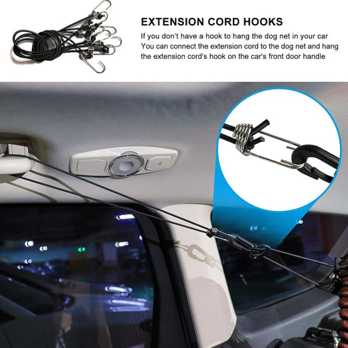 Dog Barrier for Car SUV, 47" Dog Net with Metal Hooks, Stretchable Mesh Cargo Net, Car Divider Dog Gate for Driving Safely with Children & Pets, U...