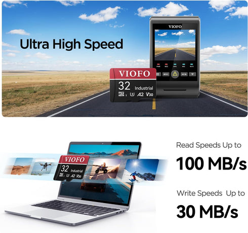 VIOFO 32GB Industrial Grade microSD Card, U3 A2 V30 High Speed Memory Card with Adapter, Support Ultra HD 4K Video Recording...