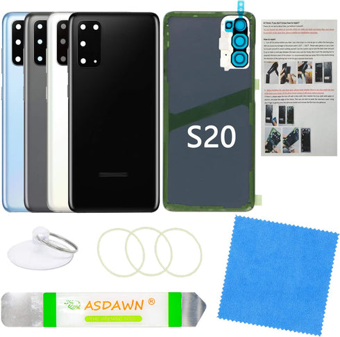 Galaxy S20 Back Cover Glass Replacement with Pre-Installed Camera Lens + All The Adhesive + Repair Tool Kit for Samsung Galaxy S20 SM-G980/ SM-G98...
