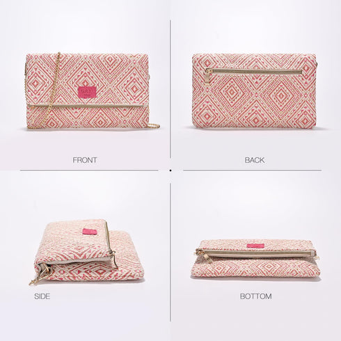 Straw Clutch Purses for Women, Woven Envelope Crossbody Clutch, Foldover Beach Bag for Summer...