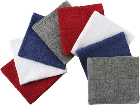 Kitchen Dish Cloth Pack of 8, 11x11 Inches Cotton Dish Rags, High Absorbent Cleaning Cloth Durable (11x11 inches, red)...