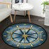 Blue Compass Rose Non-Slip Doormat Gold Nautical Theme Non-Slip Floor Mat Round Area Rug Carpet for Bedroom Living Room Study Playing Carpet, 2 ft...