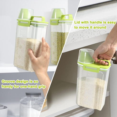 TBMax Rice Storage container 4 Lbs, Small Rice Dispenser with Measuring Cup, Lime Green Cereal Containers Flour Bin, Kitchen Food Storage Containe...