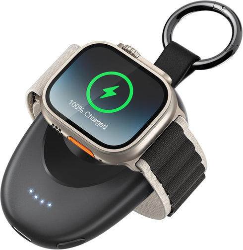 for Apple Watch Charger, Portable iWatch Charger Wireless Magnetic 1400mAh Power Bank Keychain Accessories Travel Car Charger for Apple Watch Seri...
