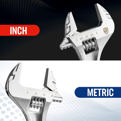 WORKPRO Adjustable Wrench, 8-inch Heavy Duty Spanner with Inch/Metric Scale, Premium Cr-V Steel, Chrome Plated...