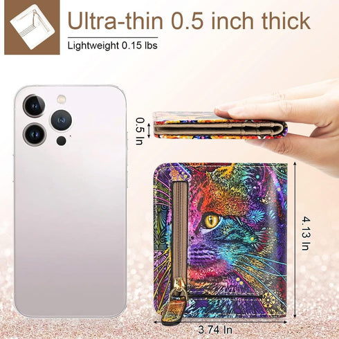 APHISON Womens Wallet, Slim Small Wallet for Women RFID Wallet Women Cartoon Microfiber Leather with ID Credit Card Holder Zipper Coin Pocket Bifo...