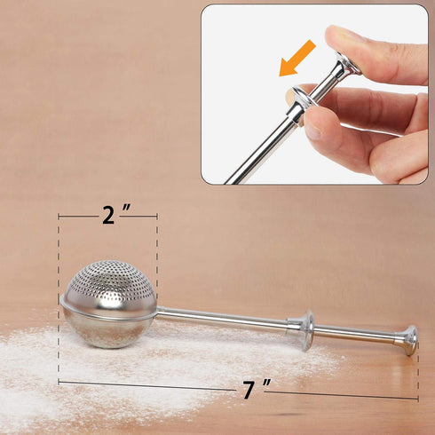 HULISEN Flour Duster for Baking, One-Handed Operation, 304 Stainless Steel Powdered Sugar Shaker Duster, Pick Up and Dust Flour Sifter, Gift Packa...