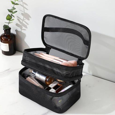 Travel Makeup Bag Organizer Case for Women: Clear, Compact, and Stylish Cosmetic Pouch with Zipper for Makeup Essentials...