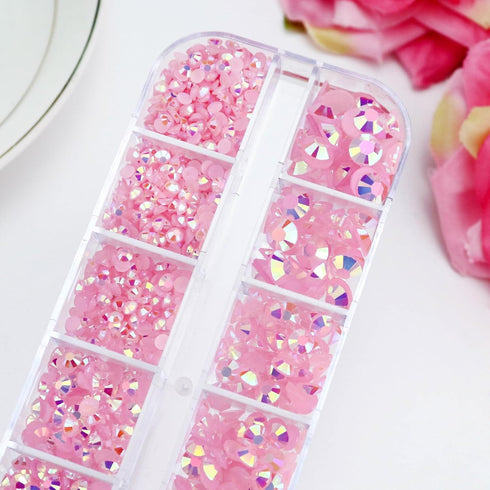 B7000 Glue with Light Pink AB Rhinestones for Crafts Clothes Shoes Fabric, 4000PCS Flatback Rhinestone for Nails Face Tumblers, Glue Fix Gems Beje...