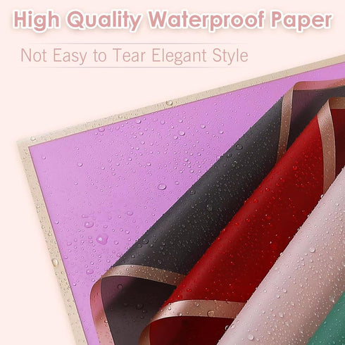 xunhewi 20 Sheets Gold Edge Fresh Flowers Wrapping Paper,Bouquet Packaging Paper Florist Supplies for Wedding DIY Craft Gift Packing (White)...