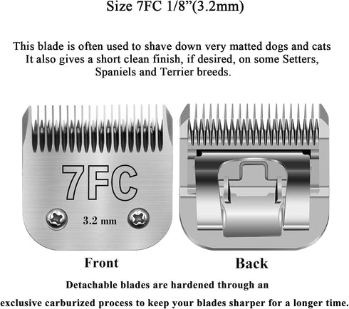 7FC Clipper Blades Pet Grooming Clipper Replacement Blades Compatible with Andis, Oster A5, Wahl KM-10 Series Clippers, Made of Carbon Steel Blade...