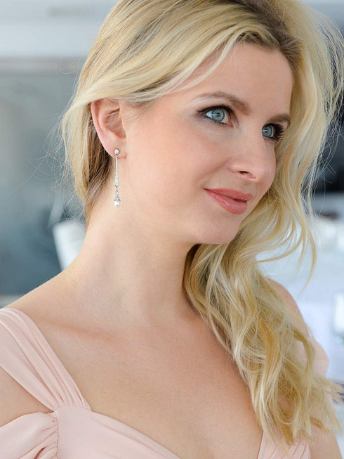 Mariell Silver Dangle Earrings with Freshwater Pearls and Cubic Zirconia for Wedding...