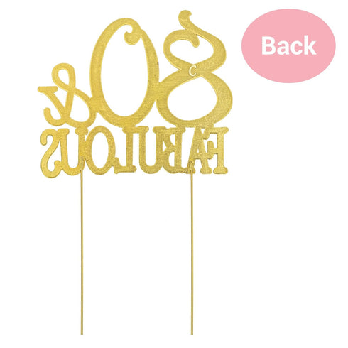 80 Cake Topper - Premium Gold Metal - 80 and Fabulous - 80th Birthday Party Sparkly Rhinestone Decoration Makes a Great Centerpiece - Now Protecte...