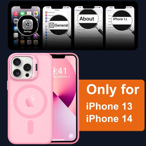 Magnetic for iPhone 13 Case & iPhone 14 case, Compatible with Magsafe, Built-in Stash Stand, Matte Scratch-Resistant Back Cover Shockproof Phone C...