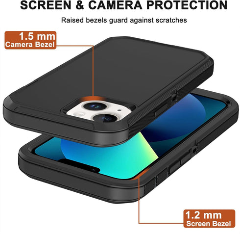 for iPhone 13 Mini Case, iPhone 12 Mini Case, with Belt Clip Holster,2X Screen Protector Heavy Duty Full Body Shockproof Rugged Protective Cover f...